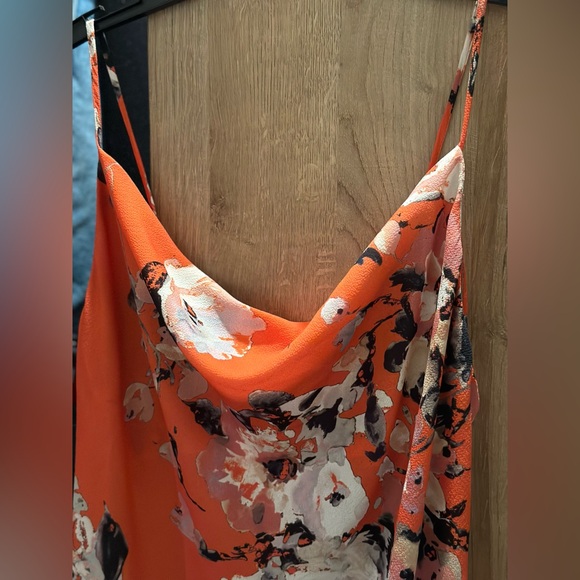 ABS Allen Schwartz, size 6, orange floral print strappy dress - Picture 3 of 6